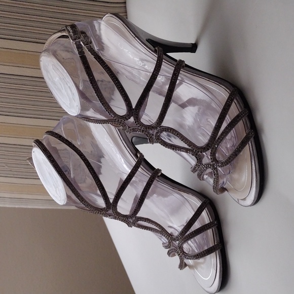 Caparros Michaela crystal embellished pewter heel sandals 8.5 - Picture 2 of 13